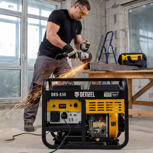 Генератор дизельный DES-55E, 5,5 кВт, 230 В, 11 л, электростартер Denzel по ценам производителя в Уфе с доставкой по всей России