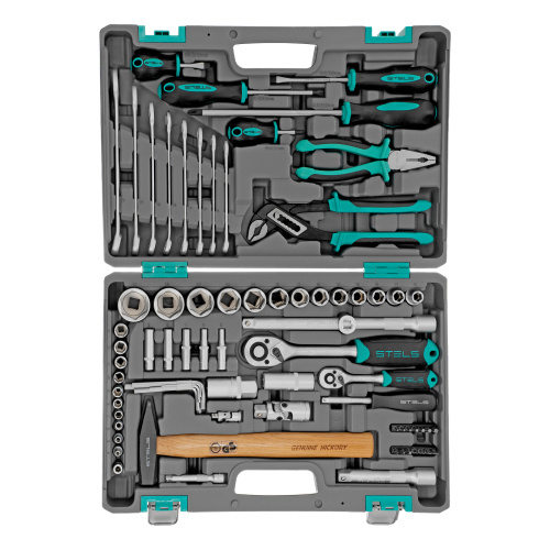 Набор инструментов, 1/2", 1/4", CrV, пластиковый кейс 76 предметов Stels по ценам производителя в Уфе с доставкой по всей России