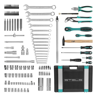 Набор инструментов, 1/4", 1/2", Cr-V, S2, усиленный кейс, 119 предметов Stels по ценам производителя в Уфе с доставкой по всей России