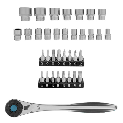 Набор торцевых головок, трещотка 120 зубьев, 1/2",3/8”, CrV, 36 предметов Gross по ценам производителя в Уфе с доставкой по всей России