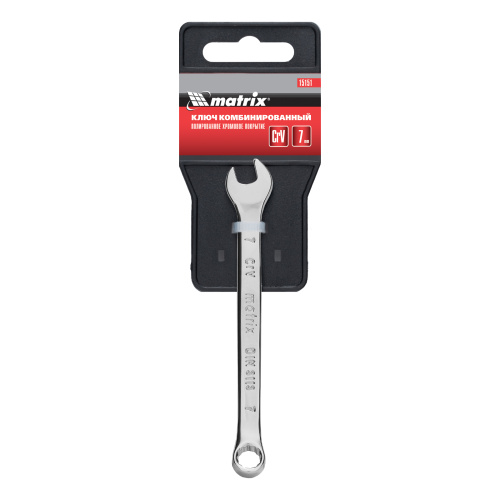 Ключ комбинированный, 7 мм, CrV, полированный хром Matrix по ценам производителя в Уфе с доставкой по всей России