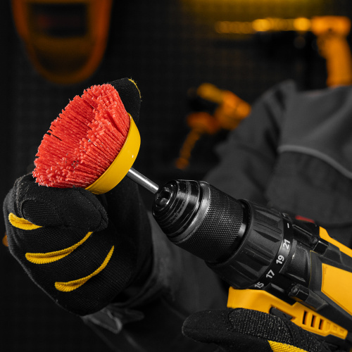 Щетка для дрели, 75 мм, Чашка, со шпилькой, нейлоновая щетина Denzel по ценам производителя в Уфе с доставкой по всей России