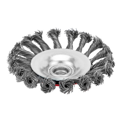 Щетка для УШМ, 115 мм, М14, "тарелка", крученая проволока 0.5 мм Matrix по ценам производителя в Уфе с доставкой по всей России