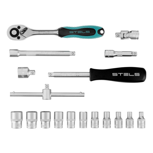 Набор торцевых головок с трещоткой, 1/4", 18 предметов Stels по ценам производителя в Уфе с доставкой по всей России
