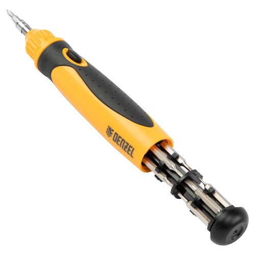 Отвертка реверсивная, механизм SmartPush mini 11 шт, CrMo Denzel по ценам производителя в Уфе с доставкой по всей России