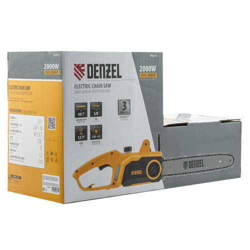 Пила цепная электрическая EDS-2000P, 2 кВт,поперечная, шина 40 см, шаг 3/8, паз 1.3 мм, 57 звеньев Denzel по ценам производителя в Уфе с доставкой по всей России