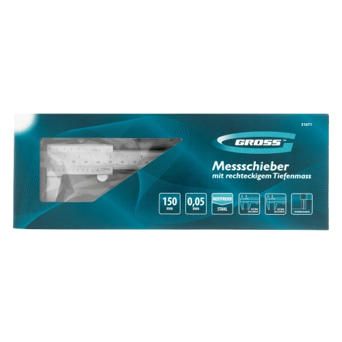 Штангенциркуль, 150 мм, 0.05 мм, нержавеющая сталь, с глубиномером Gross по ценам производителя в Уфе с доставкой по всей России