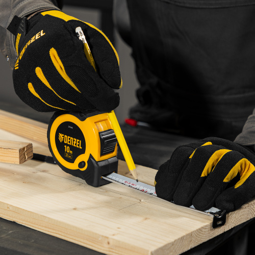 Рулетка 10м х 25мм, двухкомп. корпус, кнопка-пауза Denzel по ценам производителя в Уфе с доставкой по всей России