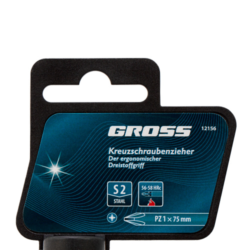 Отвертка PZ1 x 75 мм, S2, трехкомпонентная ручка Gross по ценам производителя в Уфе с доставкой по всей России