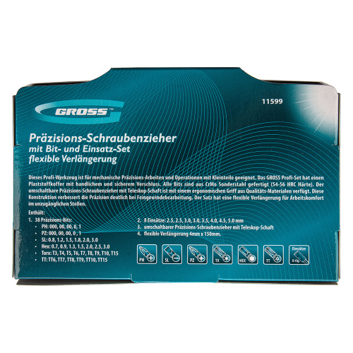 Отвертка с набором бит и торцевых головок для точных работ, гибкий привод, 48 шт, CrMo Gross по ценам производителя в Уфе с доставкой по всей России