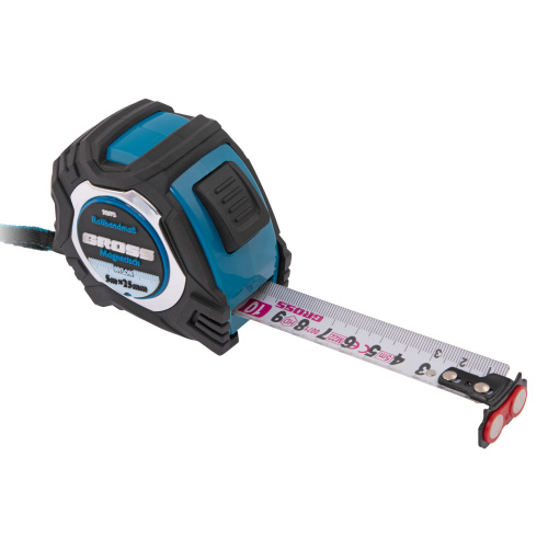 Рулетка Magnetisch 5 м х 25 мм,обрезиненный корпус,автоматическая фиксация,Нейлоновое покрытиеытие,зацеп с магнитом Gross по ценам производителя в Уфе с доставкой по всей России