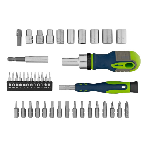 Отвертки реверсивные с набором бит и торцевыми головками, 41 шт, CrV Сибртех по ценам производителя в Уфе с доставкой по всей России