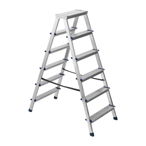 Стремянка двусторонняя 6 ступеней, алюминиевая, Сибртех по ценам производителя в Уфе с доставкой по всей России
