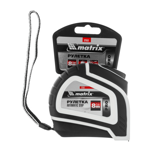 Рулетка Autostop,8 м х 25 мм,двухкомпонентный корпус,автоматическая фиксация,Pro Matrix по ценам производителя в Уфе с доставкой по всей России