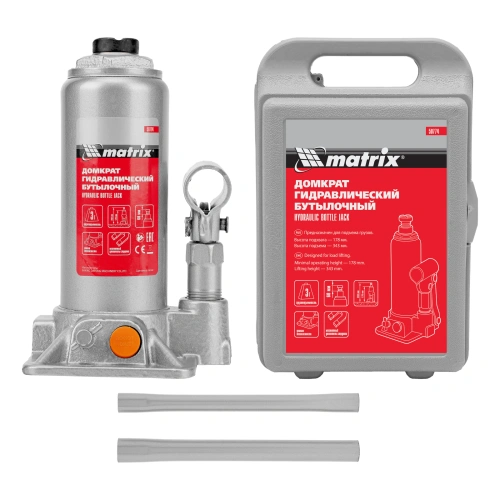 Домкрат гидравлический бутылочный, 3 т, h подъема 178-343 мм, в пластиковом кейсе Matrix по ценам производителя в Уфе с доставкой по всей России