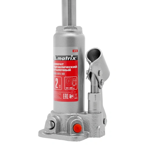 Домкрат гидравлический бутылочный, 2 т, высота подъема 181-345 мм, в пластиковый кейсе Matrix по ценам производителя в Уфе с доставкой по всей России