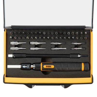 Отвертка с набором бит и торцевых головок для точных работ, гибкий привод, 48 шт, CrMo Denzel по ценам производителя в Уфе с доставкой по всей России