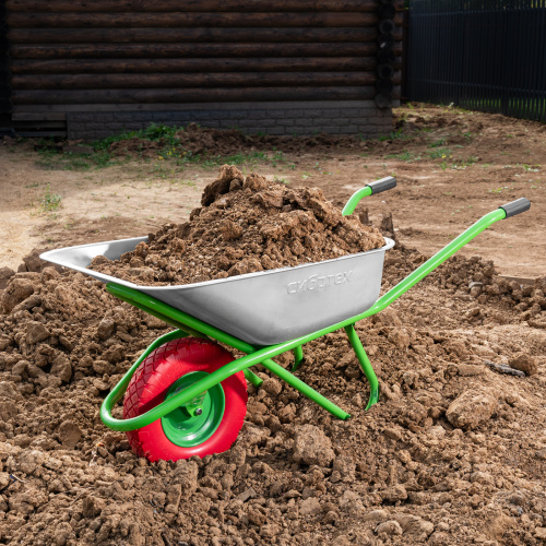 Тачка садово-строительная с PU колесом, грузоподъемность 180 кг, объем 90 л Сибртех по ценам производителя в Уфе с доставкой по всей России