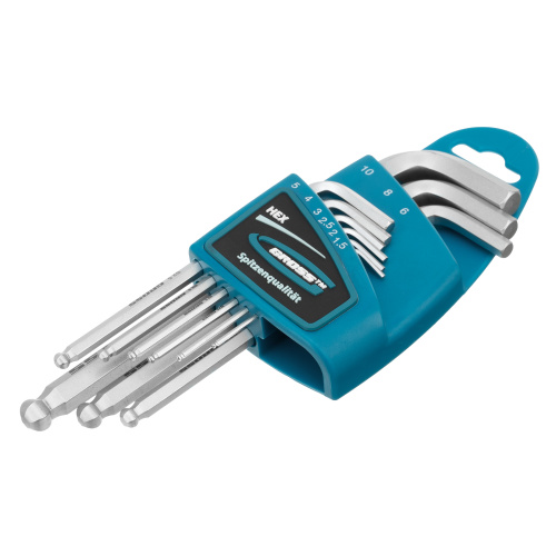 Набор ключей имбусовых HEX, 1.5-10 мм, S2, 9 шт, удлиненные с шаром, сатинированные Gross по ценам производителя в Уфе с доставкой по всей России