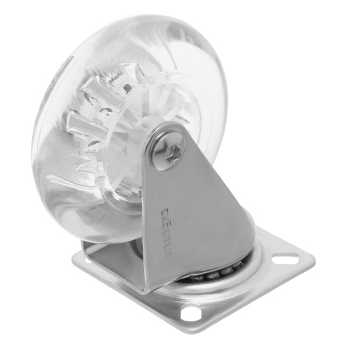 Колесо ПУ прозрачное поворотное d-75 мм, крепление платформенное Сибртех по ценам производителя в Уфе с доставкой по всей России