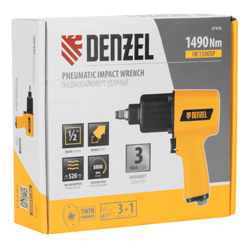 Ударный пневмогайковерт IW1500SP, 1/2", 8800 об/мин, 1490 Нм Denzel по ценам производителя в Уфе с доставкой по всей России