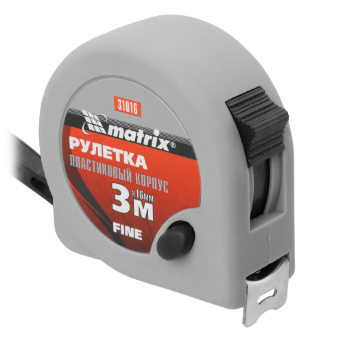 Рулетка Fine,3 м х 16 мм,пластиковый корпус Matrix по ценам производителя в Уфе с доставкой по всей России