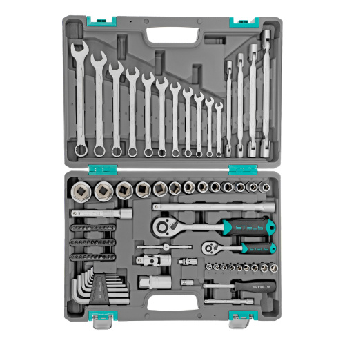 Набор инструментов, 1/2", 1/4", CrV, пластиковый кейс 88 предметов Stels по ценам производителя в Уфе с доставкой по всей России