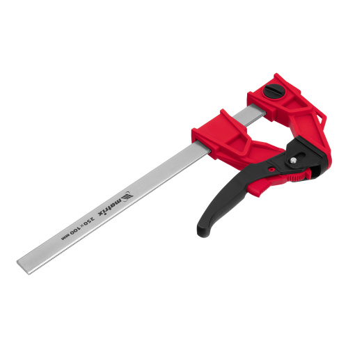 Струбцина реечная быстрозажимная, усиленная, пластиковый корпус рычажно-храповой механизм, 250 х 100 х 401 мм, штанга 5 х 22 мм Matrix по ценам производителя в Уфе с доставкой по всей России