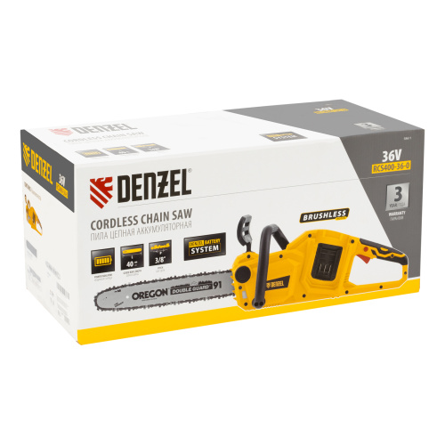 Цепная пила аккумуляторная бесщет. RCS400-36-0, Li-ion, 36 В, шина 400 мм Denzel по ценам производителя в Уфе с доставкой по всей России