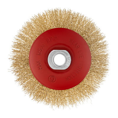 Щетка для УШМ, 115 мм, М14, "тарелка", латунированная витая проволока Matrix по ценам производителя в Уфе с доставкой по всей России