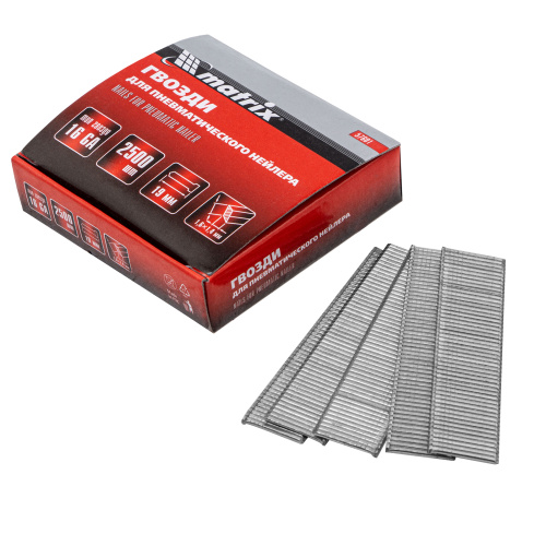 Гвозди для пневматического нейлера 16GA, сечение 1.6 х 1.4, длина 19 мм, 2500 шт Matrix по ценам производителя в Уфе с доставкой по всей России