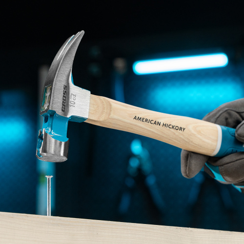 Молоток-гвоздодер, 280 г, угол 75, магнит, обрезиненная рукоятка American hickory GROSS по ценам производителя в Уфе с доставкой по всей России