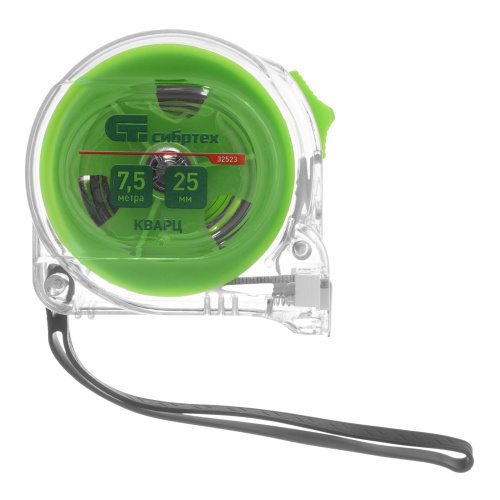 Рулетка Кварц,прозрачный корпус,амортизатор,7,5 м х 25 мм Сибртех по ценам производителя в Уфе с доставкой по всей России