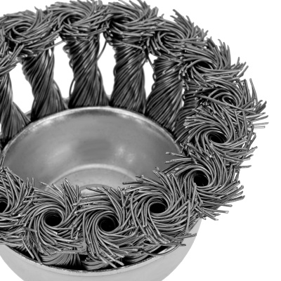 Щетка для дрели, 75 мм, "чашка" со шпилькой, крученая металлическая проволока Matrix по ценам производителя в Уфе с доставкой по всей России