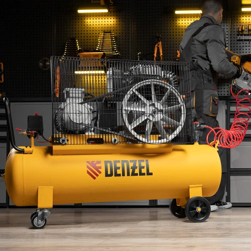 Компрессор воздушный, ременный привод BCI4000-T/100, 4.0 кВт, 100 литров, 690 л/мин Denzel по ценам производителя в Уфе с доставкой по всей России