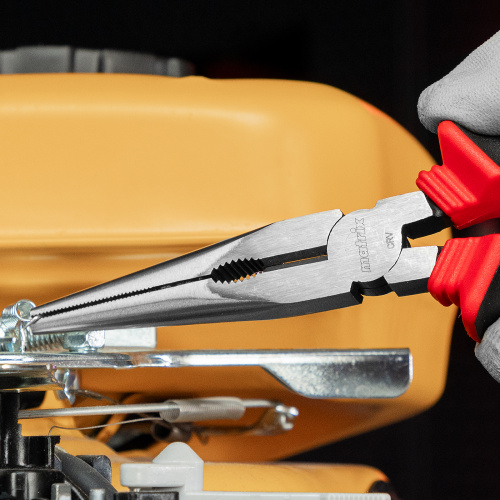 Длинногубцы прямые, 200 мм, хром-ванадий, двухкомпонентные рукоятки Matrix по ценам производителя в Уфе с доставкой по всей России