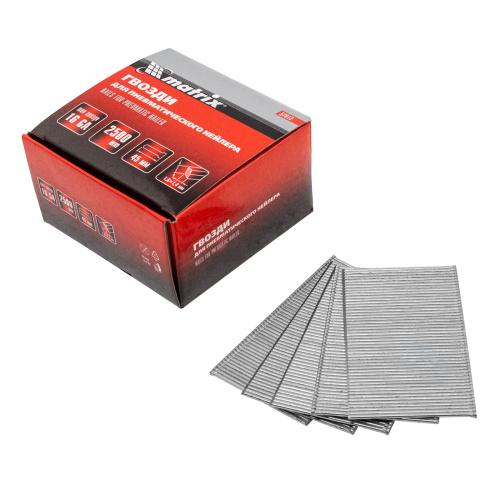 Гвозди для пневматического нейлера 16GA, сечение 1.6 х 1.4, длина 45 мм, 2500 шт Matrix по ценам производителя в Уфе с доставкой по всей России