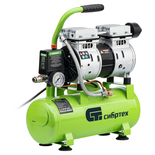 Компрессор безмаслянный малошумный МБ 750/10,750 Вт, 10 л, 150 л/мин Сибртех по ценам производителя в Уфе с доставкой по всей России