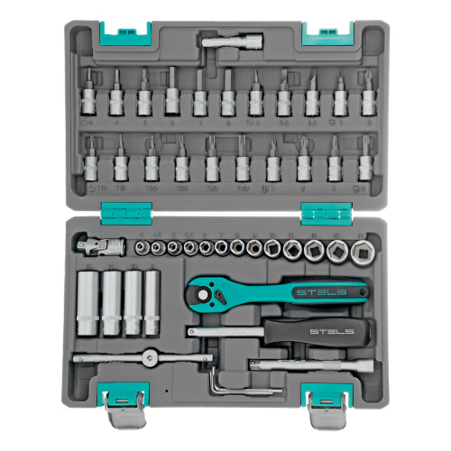 Набор инструментов, 1/4", Cr-V, S2, усиленный кейс, 47 предметов Stels по ценам производителя в Уфе с доставкой по всей России