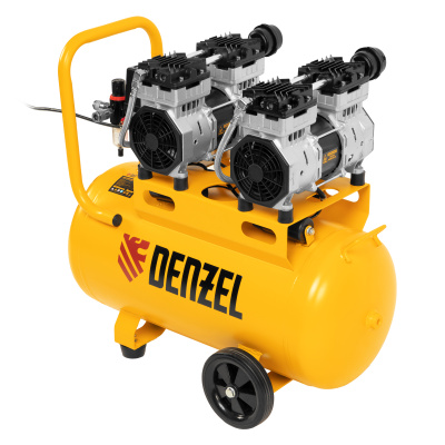 Компрессор безмасляный, малошумный DLS 1500/50, 1500 ВТ, 2x750, 50 л, 260 л/мин Denzel по ценам производителя в Уфе с доставкой по всей России