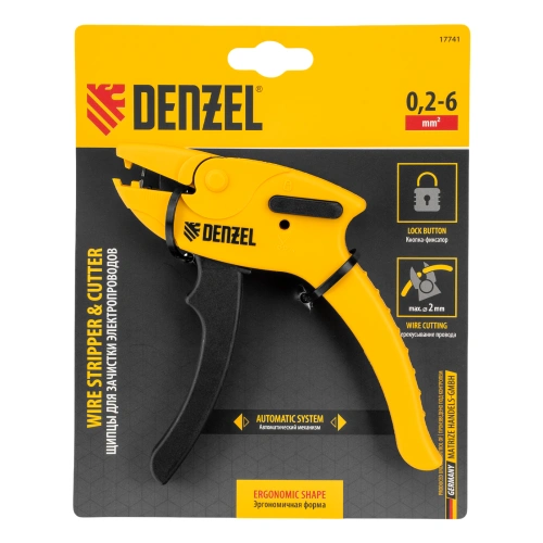 Щипцы для зачистки электропроводов, сечением 0,2-6 мм2, функция обрезания проводов Denzel по ценам производителя в Уфе с доставкой по всей России