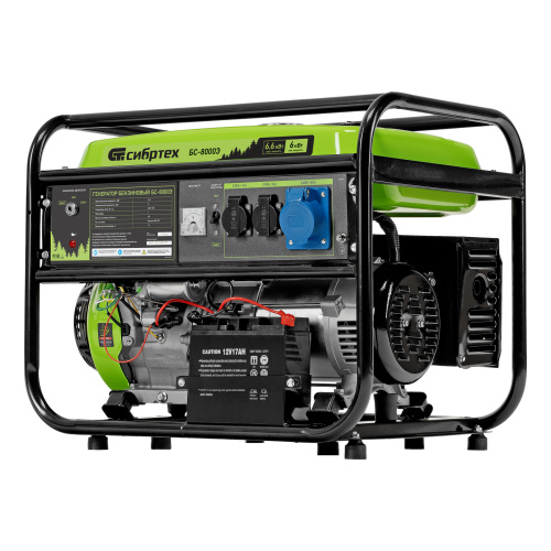 Генератор бензиновый БС-8000Э, 6,6 кВт, 230В, четырехтактный, 25 л, электростартер Сибртех по ценам производителя в Уфе с доставкой по всей России