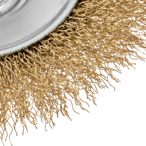 Щетка для УШМ, 115 мм, М14, "тарелка", латунированная витая проволока Matrix по ценам производителя в Уфе с доставкой по всей России