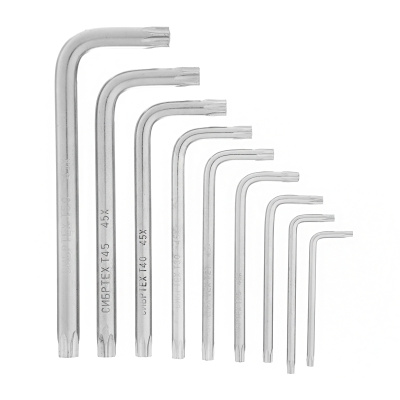 Набор ключей имбусовых Tamper-Torx , 9 шт: ТT10-ТT50.45x, закаленные, короткие, никель Сибртех по ценам производителя в Уфе с доставкой по всей России