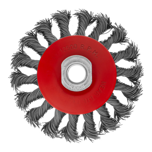 Щетка для УШМ, 100 мм, М14, "тарелка", крученая проволока 0.5 мм Matrix по ценам производителя в Уфе с доставкой по всей России