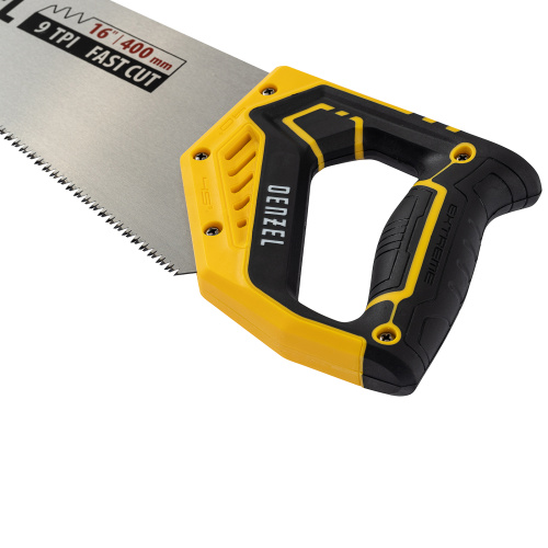 Ножовка по дереву, 400 мм, 9 TPI, зуб 3D, двухкомпонентная рукоятка Denzel по ценам производителя в Уфе с доставкой по всей России