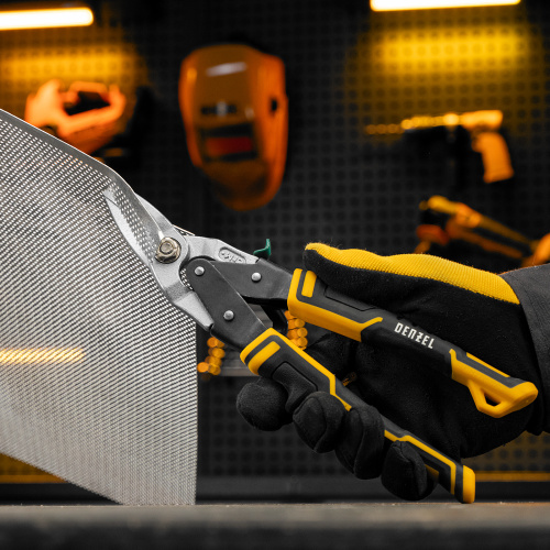 Ножницы по металлу, 270 мм, прямой и правый рез, сталь-СrMo, трехкомпонентные рукоятки Denzel по ценам производителя в Уфе с доставкой по всей России