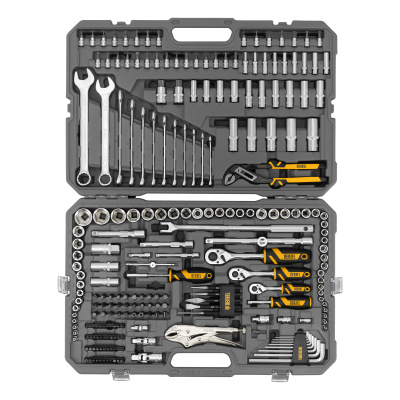 Набор инструментов, 1/2", 3/8", 1/4", CrV, S2, пластиковый кейс, 232 предмета Denzel по ценам производителя в Уфе с доставкой по всей России