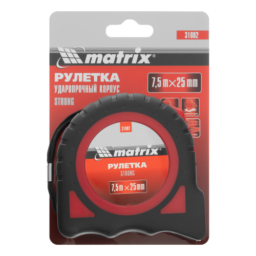 Рулетка Strong,7,5 м х 25 мм,обрезиненный корпус Matrix по ценам производителя в Уфе с доставкой по всей России