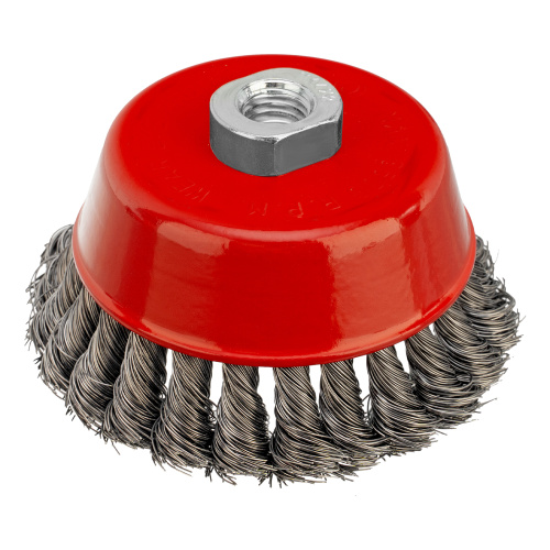 Щетка для УШМ, 100 мм, М14, "чашка", крученая проволока 0.35 мм Matrix по ценам производителя в Уфе с доставкой по всей России